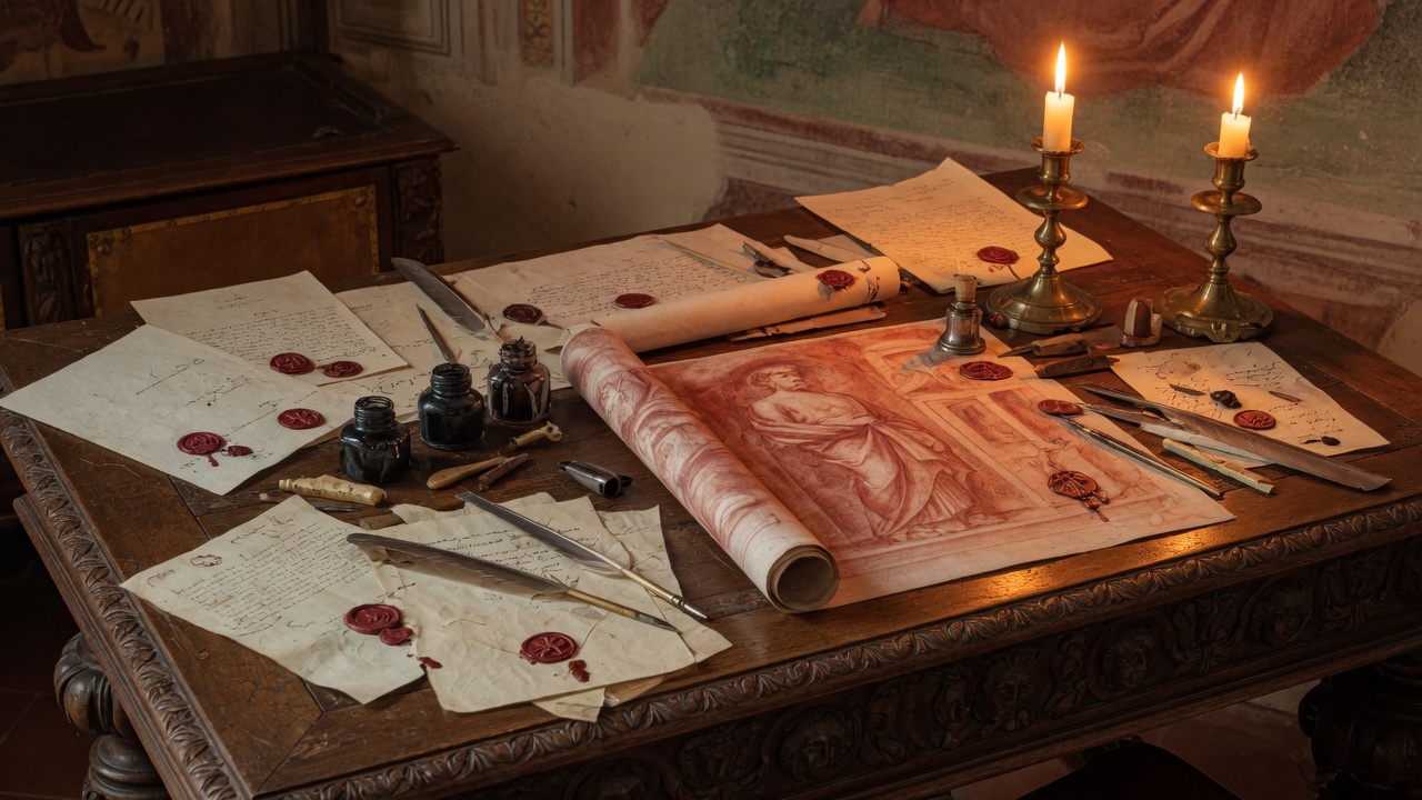 르네상스 서재 — 편지, 소묘, 밀랍 봉인