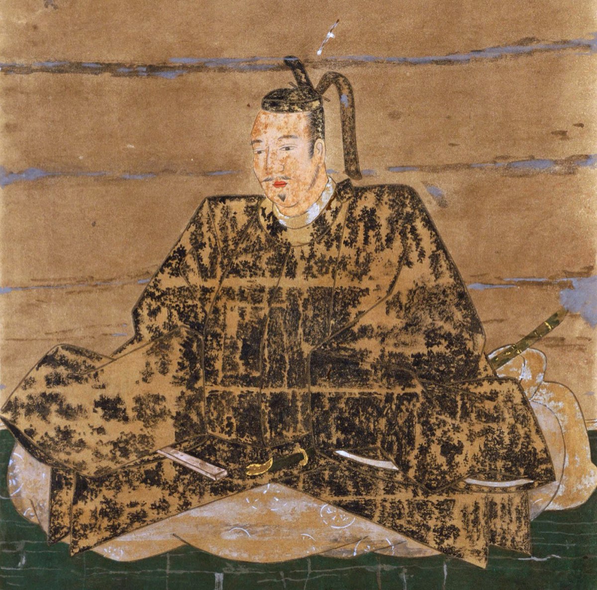 관복 차림으로 앉은 도요토미 히데츠구(미요시 노부요시) 초상화 모사본.