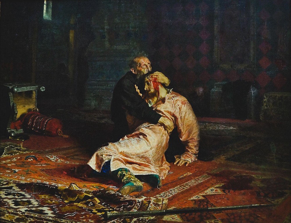 일리야 레핀, 「이반 뇌제와 그의 아들 이반, 1581년 11월 16일」(1885)