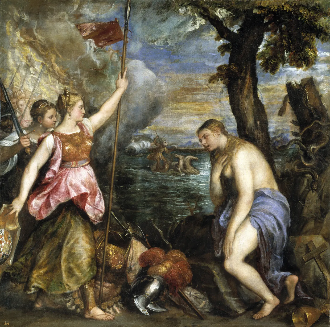 티치아노, 《Religion saved by Spain》(c.1572–75, Museo del Prado 마드리드).