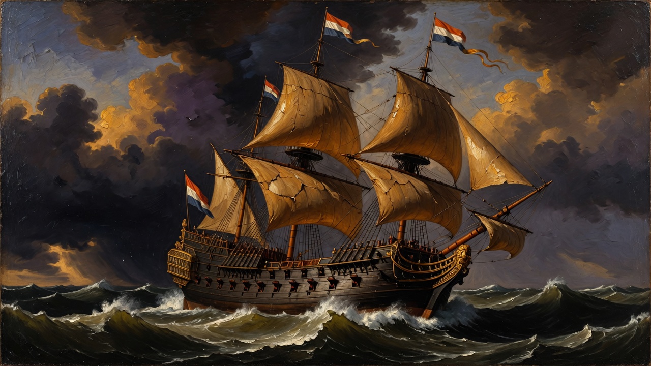 암스테르담호 측면 프로필 — VOC 기함