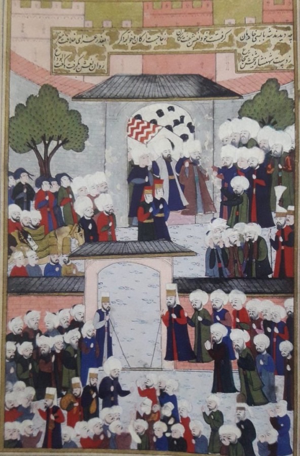 누르바누의 장례 행렬을 그린 1592년 오스만 세밀화