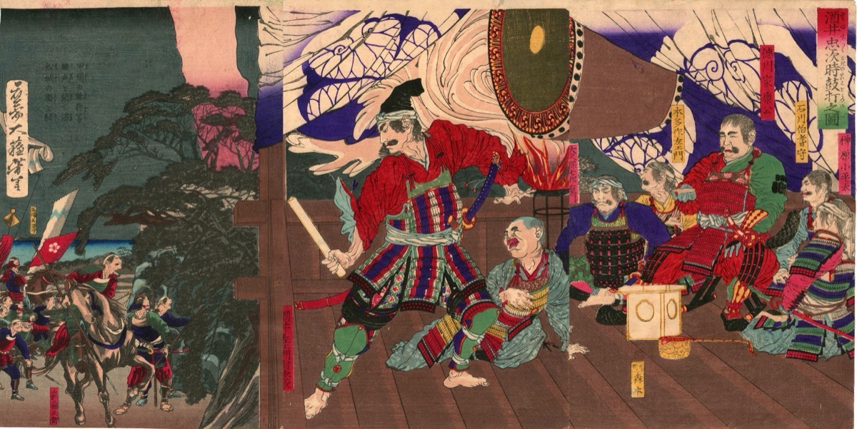 츠키오카 요시토시의 우키요에 '타다츠구 때 북을 치는 그림'