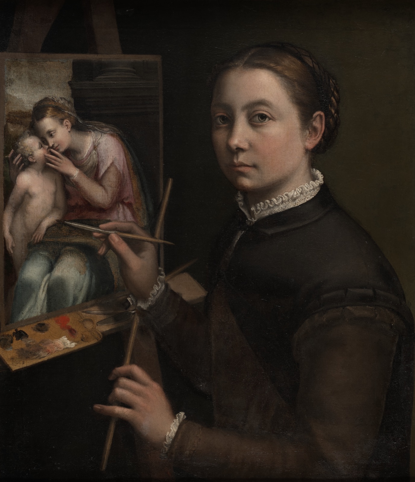 소포니스바 앙귀솔라, Self-Portrait at the Easel, c.1556, 폴란드 우안추트 성 소장