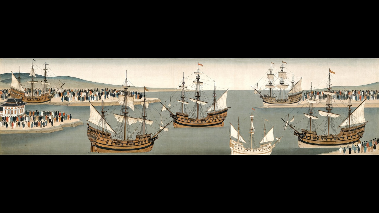 1553년 템스강 출항 장면